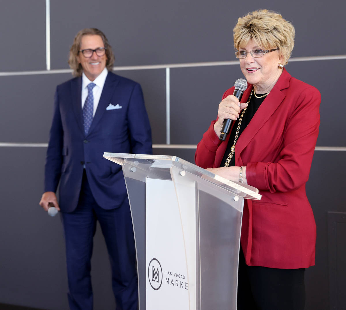 Las Vegas Mayor Carolyn Goodman and CEO Bob Maricich during a ribbon-cutting ceremony for offic ...