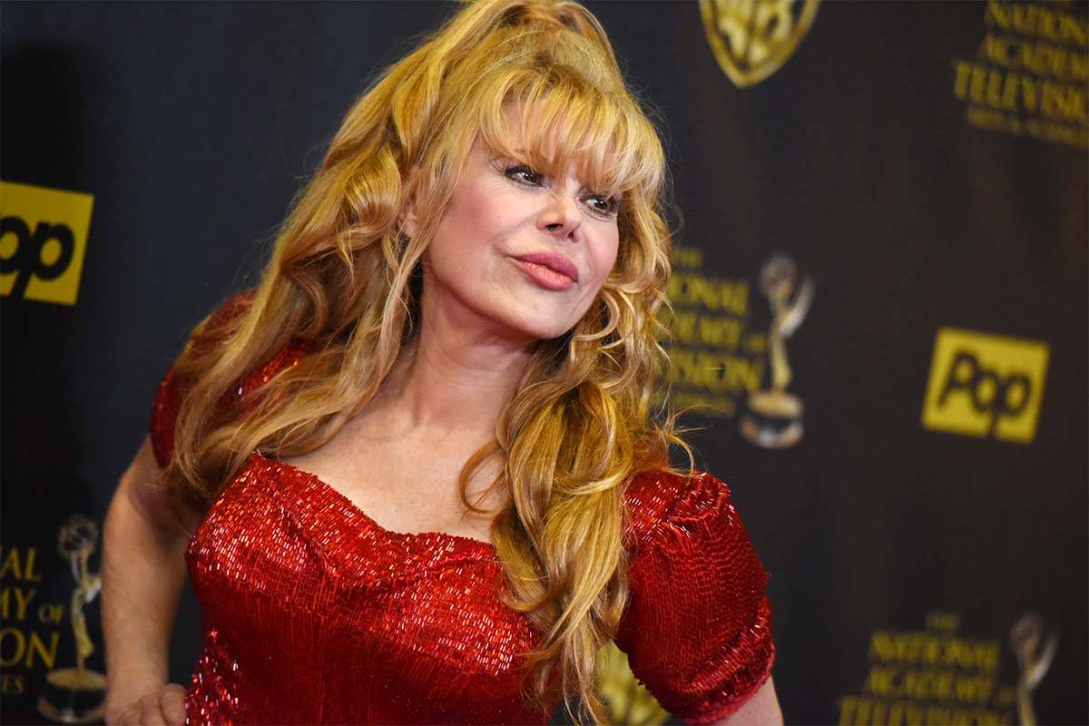 Charo poses in the pressroom at the 42nd annual Daytime Emmy Awards at Warner Bros. Studios on ...