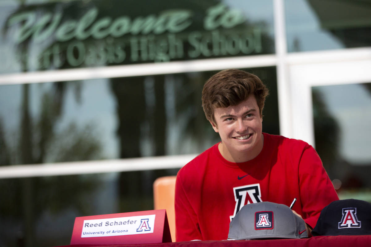 Baseball player Reed Schaefer commits to University of Arizona during a Signing Day ceremony at ...