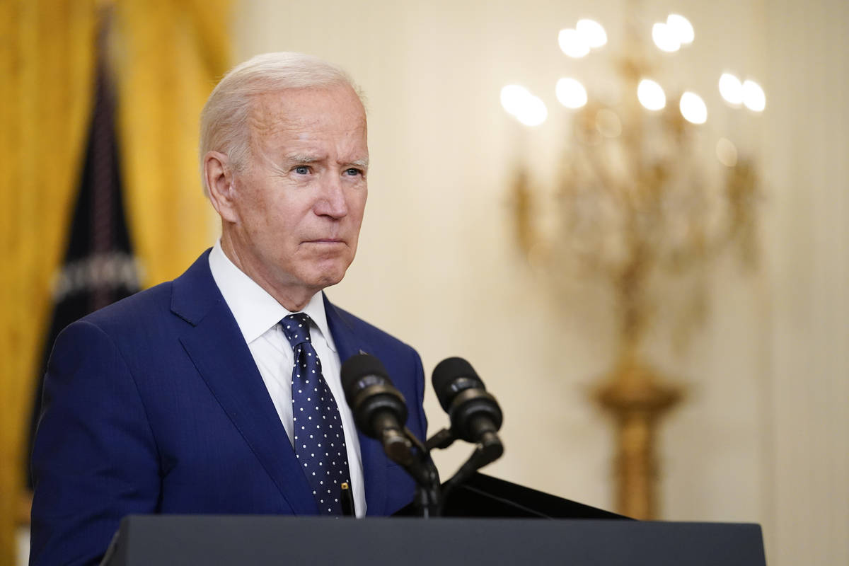 President Joe Biden speaks about Russia in the East Room of the White House, Thursday, April 15 ...