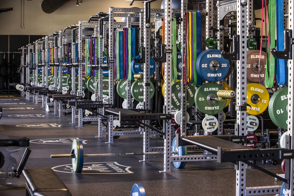 Players have access to a large weight room off the indoor practice field within the Las Vegas R ...