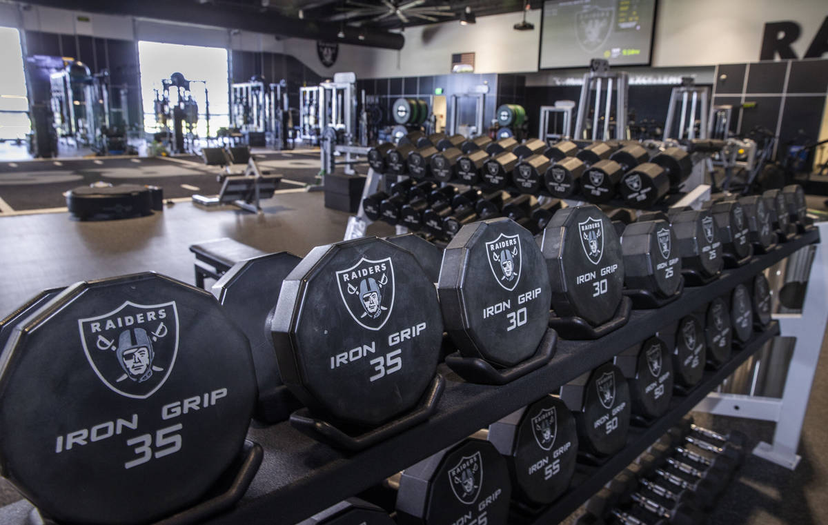Players have access to a large weight room off the indoor practice field within the Las Vegas R ...
