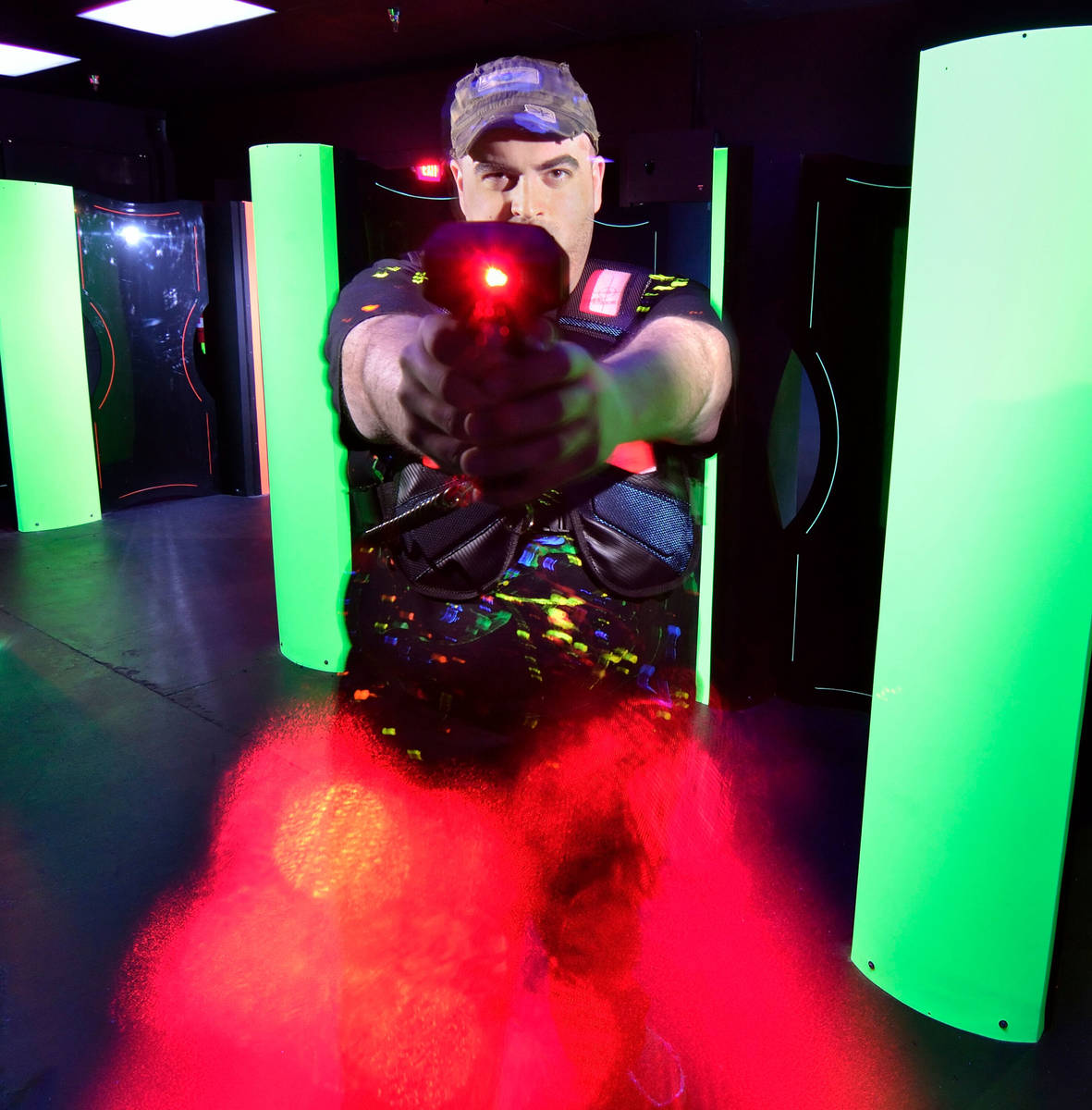 Owner Brandon Stauffer poses in the Lazer Runner laser tag arena at the 3D Family Fun Center at ...
