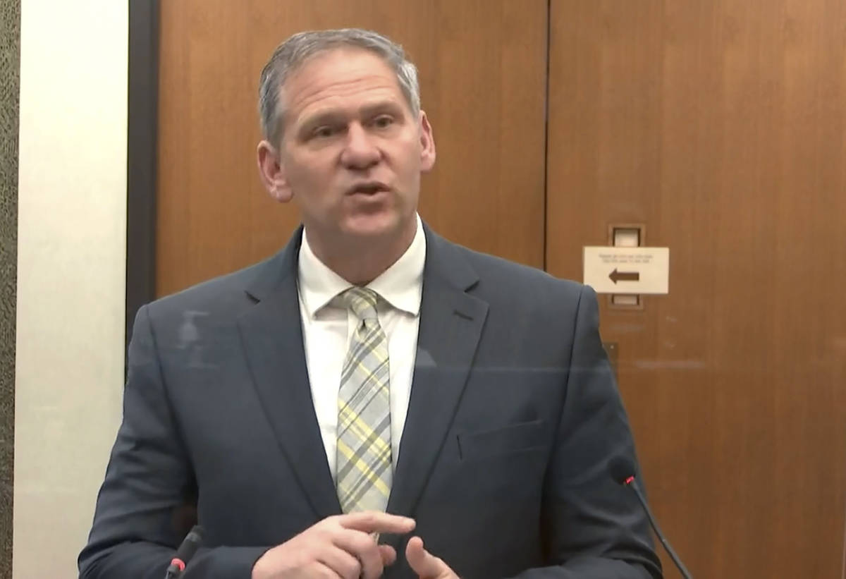 In this image from video, prosecutor Steve Schleicher speaks as Hennepin County Judge Peter&#xa ...