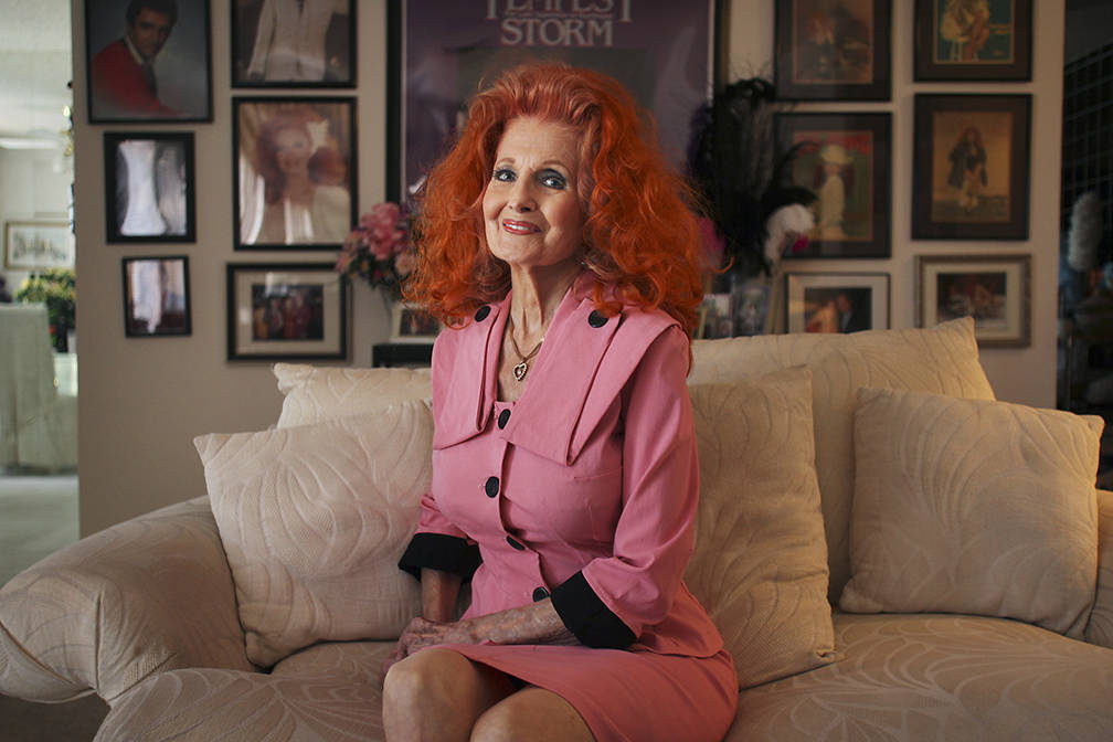 Burlesque legend Tempest Storm poses for a portrait at her home in Las Vegas on June 9, 2011. ( ...