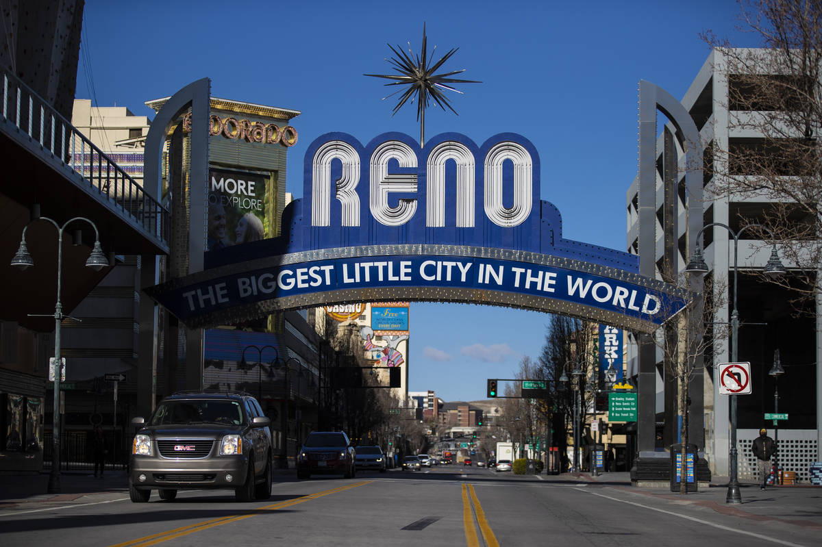 Downtown Reno on Tuesday, Jan. 19, 2021. (Benjamin Hager/Las Vegas Review-Journal) @benjaminhphoto