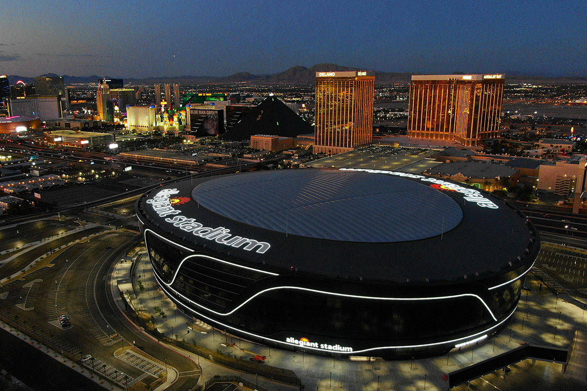Aerial view of Allegiant Stadium in Las Vegas. (Michael Quine/Las Vegas Review-Journal) @Vegas88s