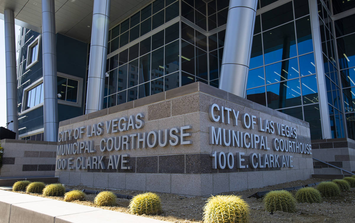 The Las Vegas municipal courthouse in downtown on Thursday, April 22, 2021. (Chase Stevens/Las ...