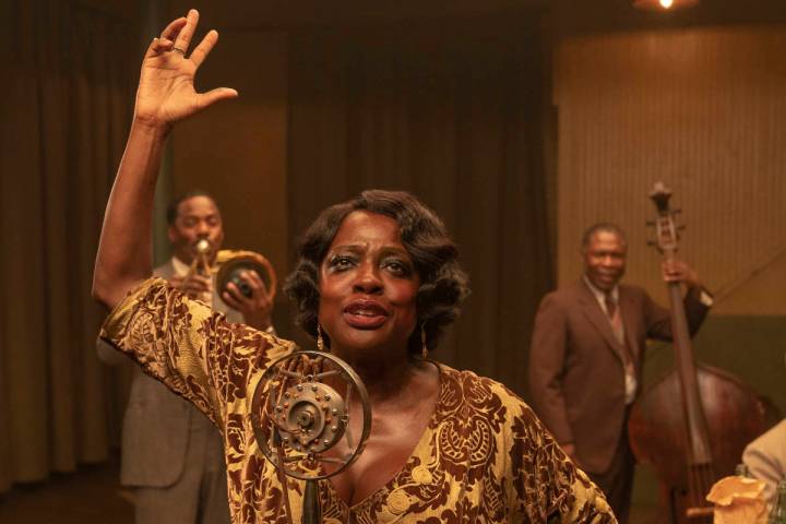 This image released by Netflix shows Chadwick Boseman, from left, Colman Domingo, Viola Davis, ...