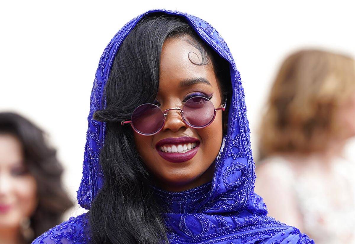 H.E.R. arrives at the Oscars on Sunday, April 25, 2021, at Union Station in Los Angeles. (AP Ph ...