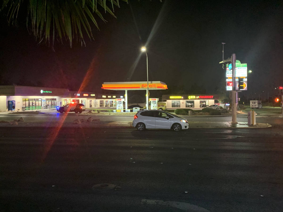 Las Vegas police on Friday, April 24, 2021, investigated a homicide near Westcliff and South Bu ...