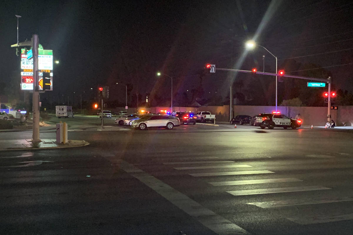 Las Vegas police on Friday, April 24, 2021, investigated a homicide near Westcliff and South Bu ...