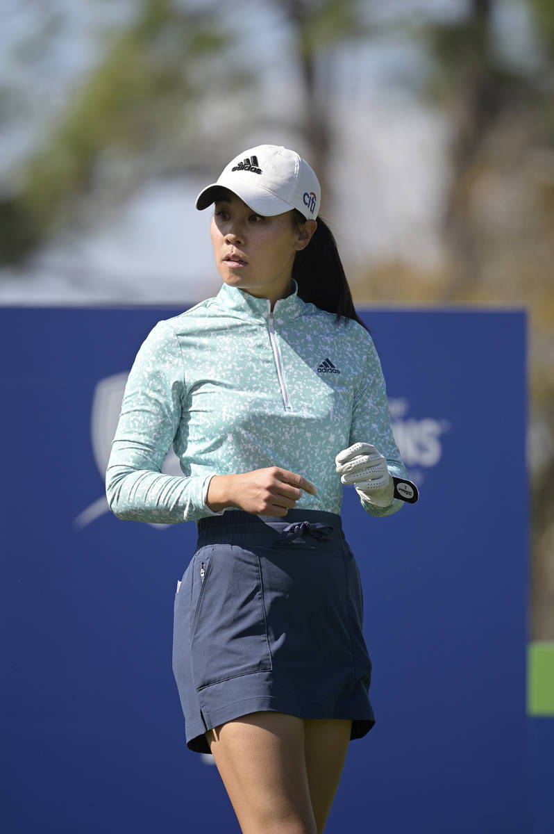 Danielle Kang waits to hit her tee shot on the fourth hole during the final round of the Tourna ...