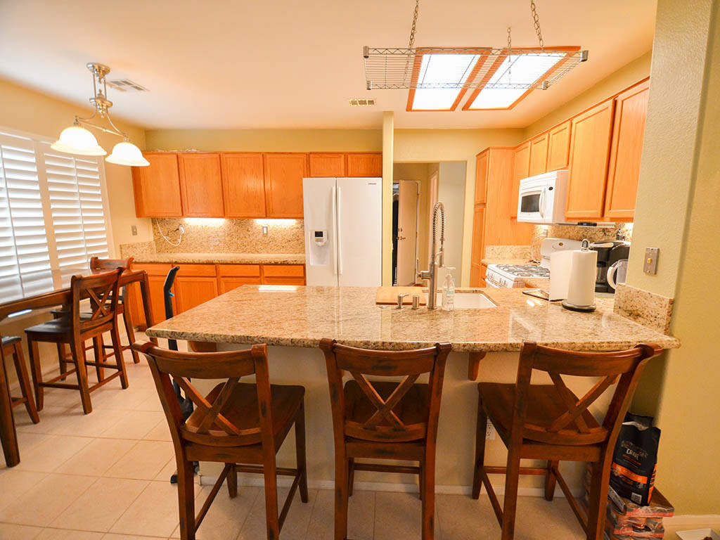 The kitchen of 913 Drumgooley Court, North Las Vegas. (Lana Bradley)