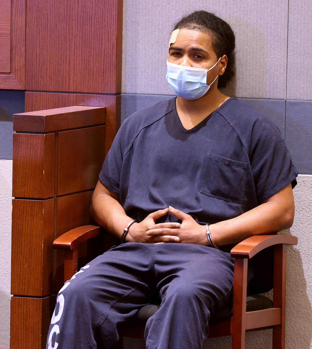 Malik Frost waits to appear in court at the Regional Justice Center in Las Vegas on Wednesday, ...