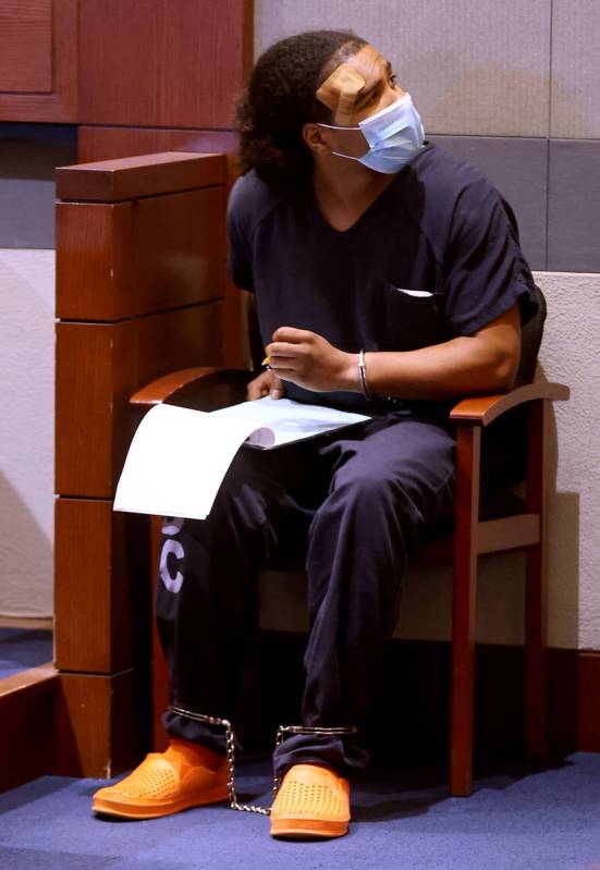 Malik Frost waits to appear in court at the Regional Justice Center in Las Vegas on Wednesday, ...