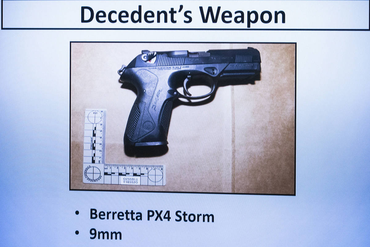 Jeffrey Hubbard's weapon was displayed at the Clark County Government Center during a public fa ...