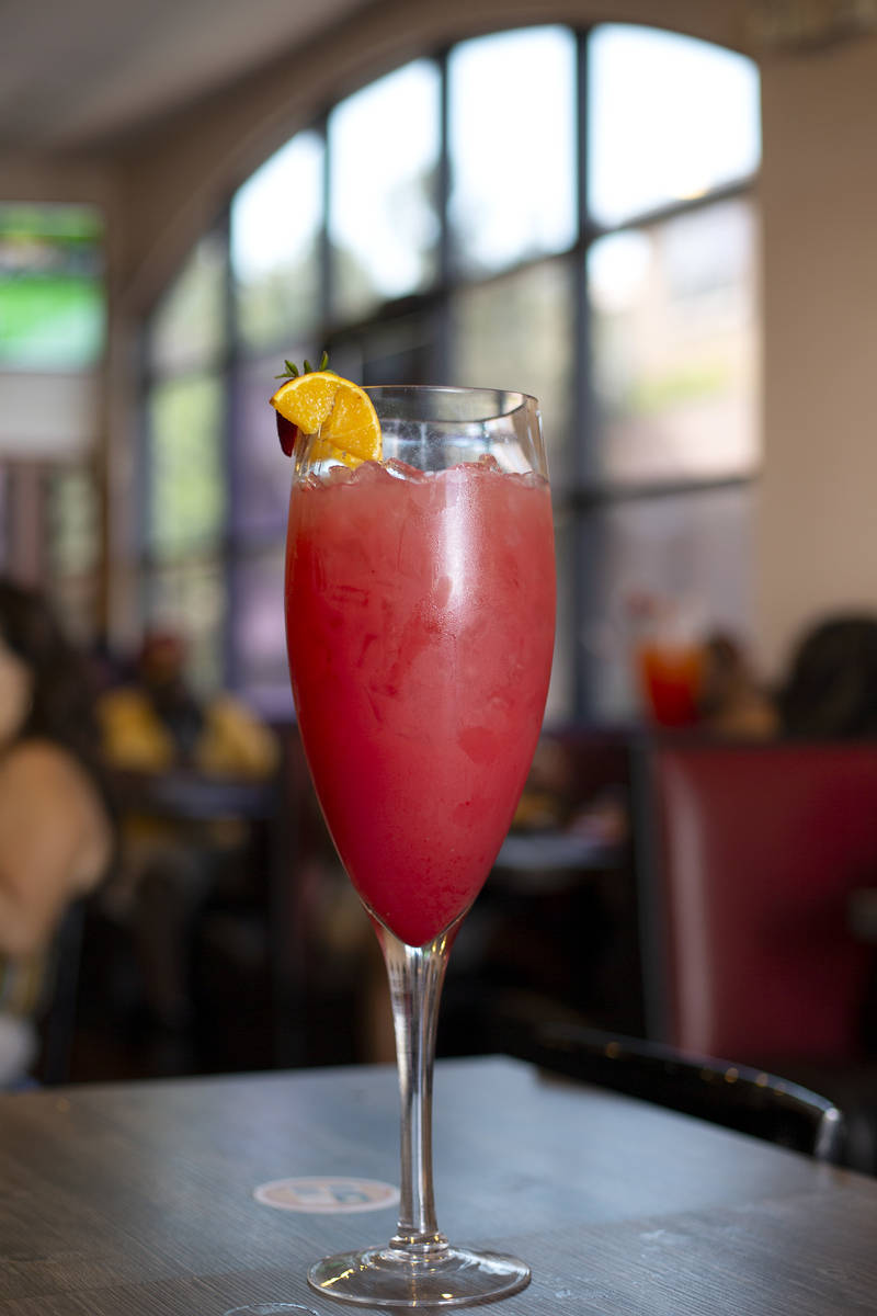 The strawberry lychee Super Mimosa at the Mimosas Gourmet location on South Durango Drive on Sa ...