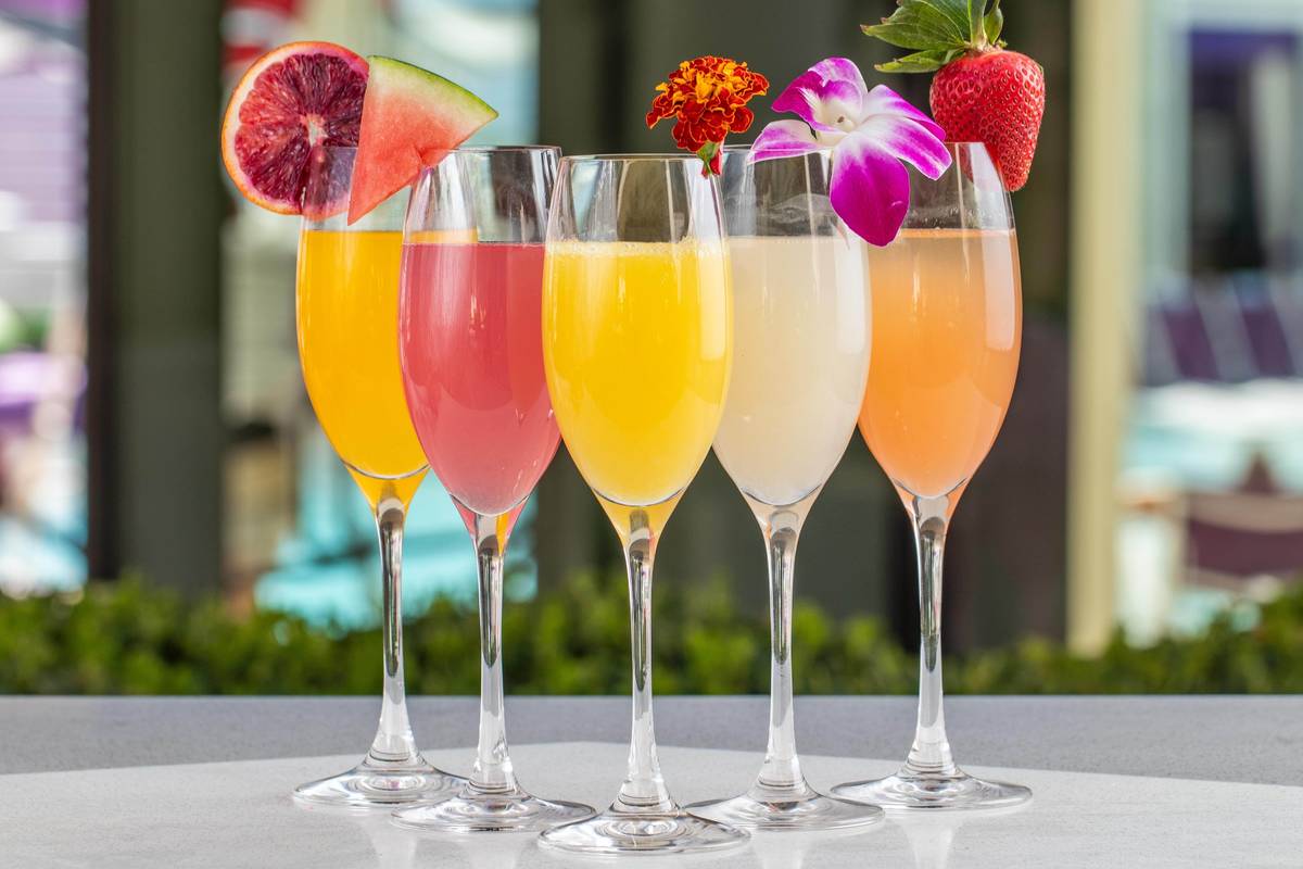 Various flavors of mimosas are available at the Overlook Grill at The Cosmopolitan of Las Vegas ...