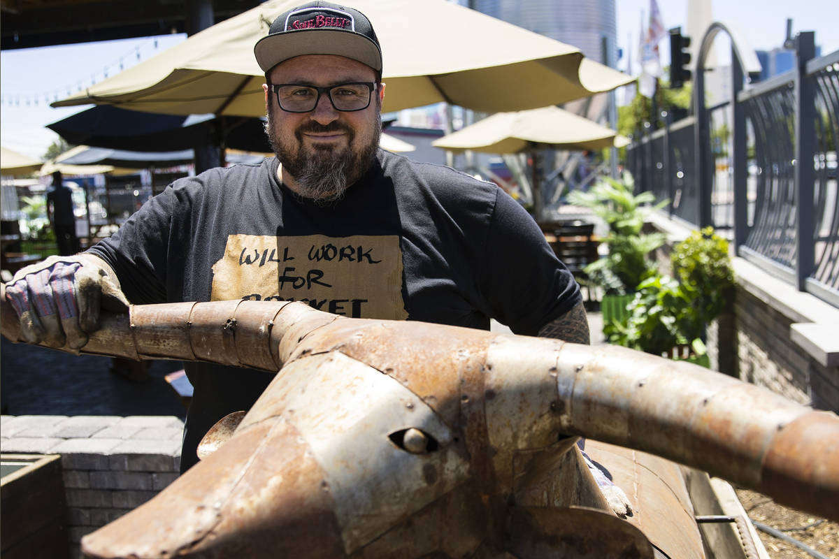 Bruce Kalman, chef and owner of Soulbelly BBQ, Arts District BBQ spot, poses for a photo at his ...