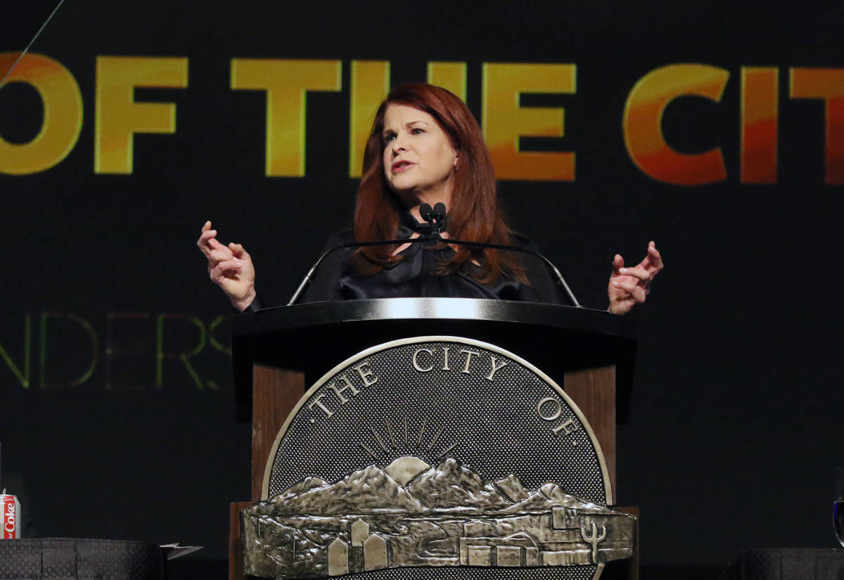 Henderson Mayor Debra March gives her annual State of the City Address on Feb. 13, 2020, in Hen ...