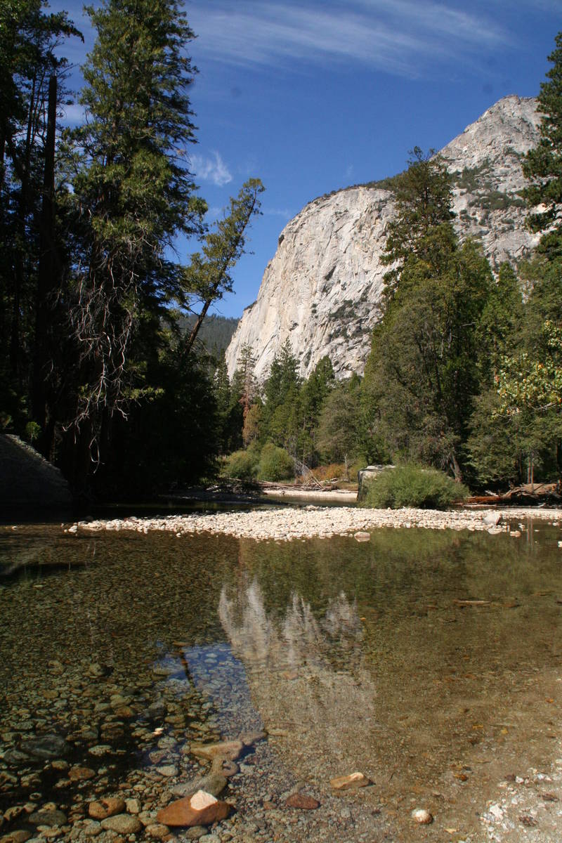 There are places to pull off the scenic byway to access the South Fork of the Kings River in Ki ...