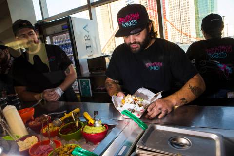 Graffiti Bao and Pina Nachos owner and chef Marc Marrone, pictured here at a Golden Knights gam ...