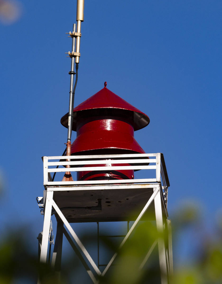 The siren in Minden pictured on May 11, 2021. (Colton Lochhead/Las Vegas Review-Journal)