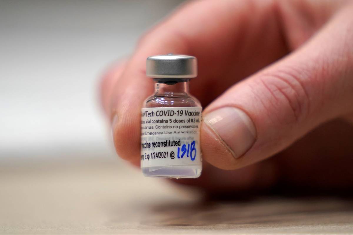 A vial of the Pfizer vaccine for COVID-19. (AP Photo/Ted S. Warren)