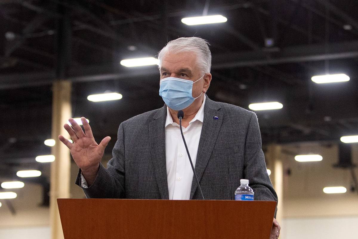 Gov. Steve Sisolak, seen in April 2021 in Las Vegas. (Ellen Schmidt/Las Vegas Review-Journal)