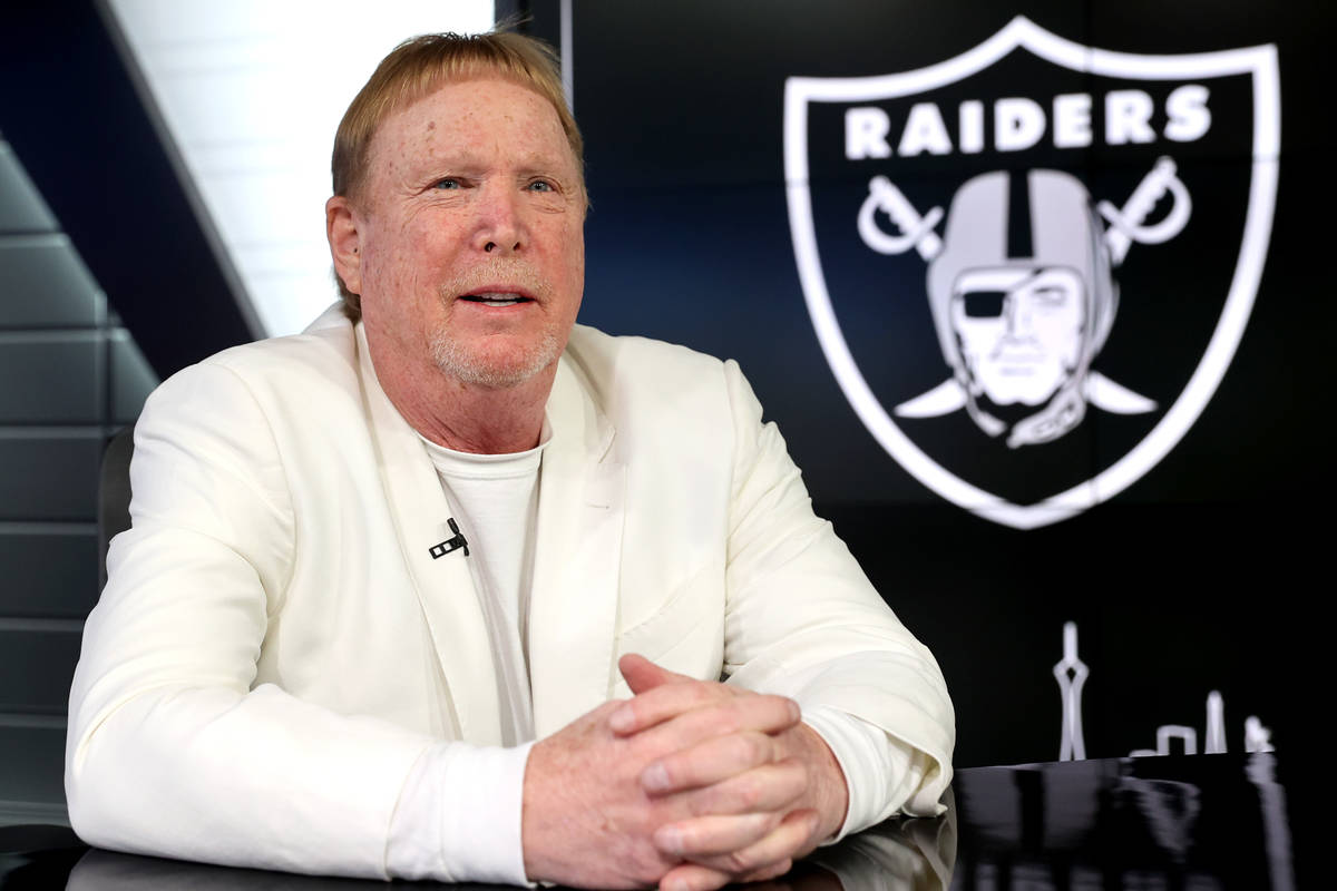 Raiders and Las Vegas Aces owner Mark Davis in the TV studio at Raiders’ headquarters in ...