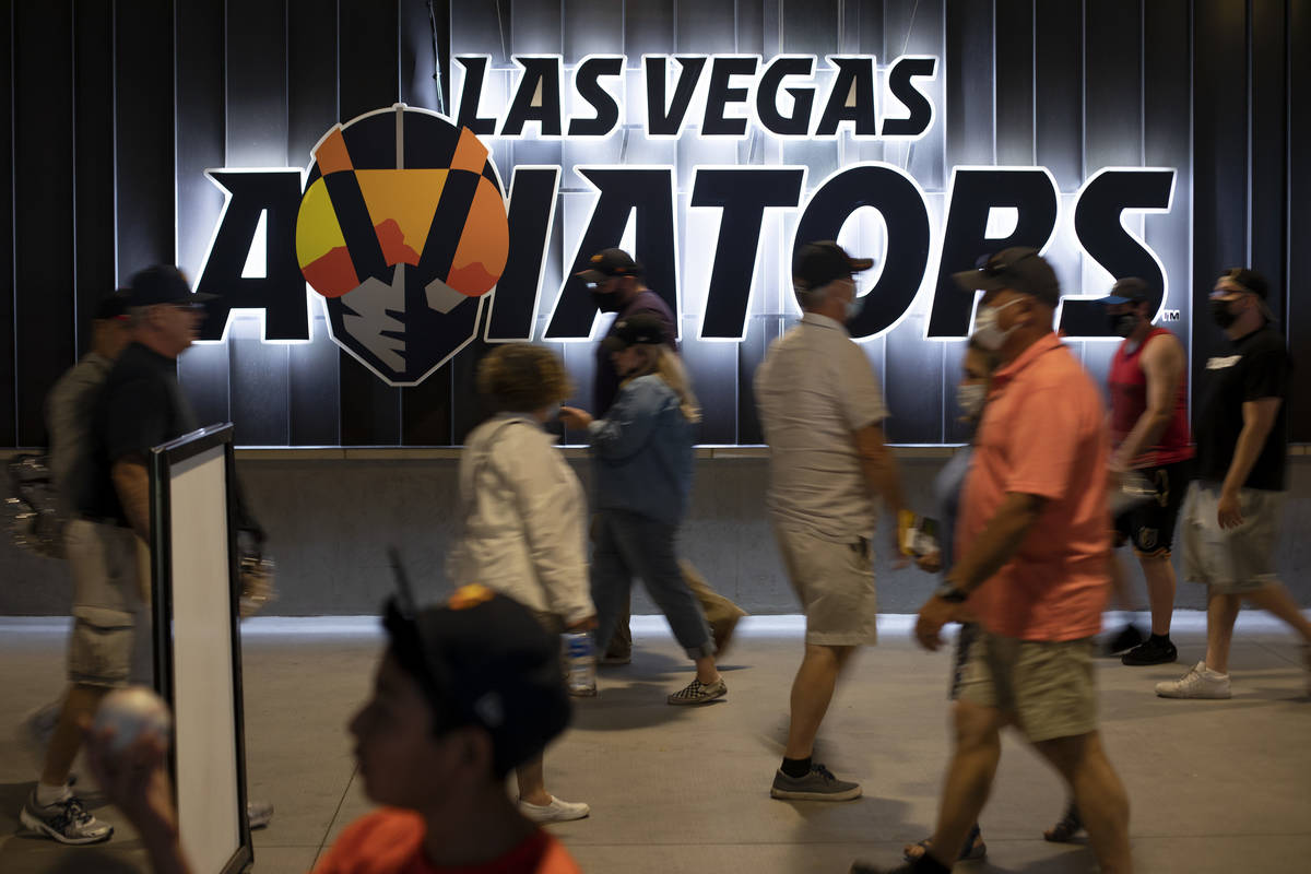 Fans leave the Las Vegas Ballpark after the Las Vegas Aviators beat the Sacramento River Cats o ...