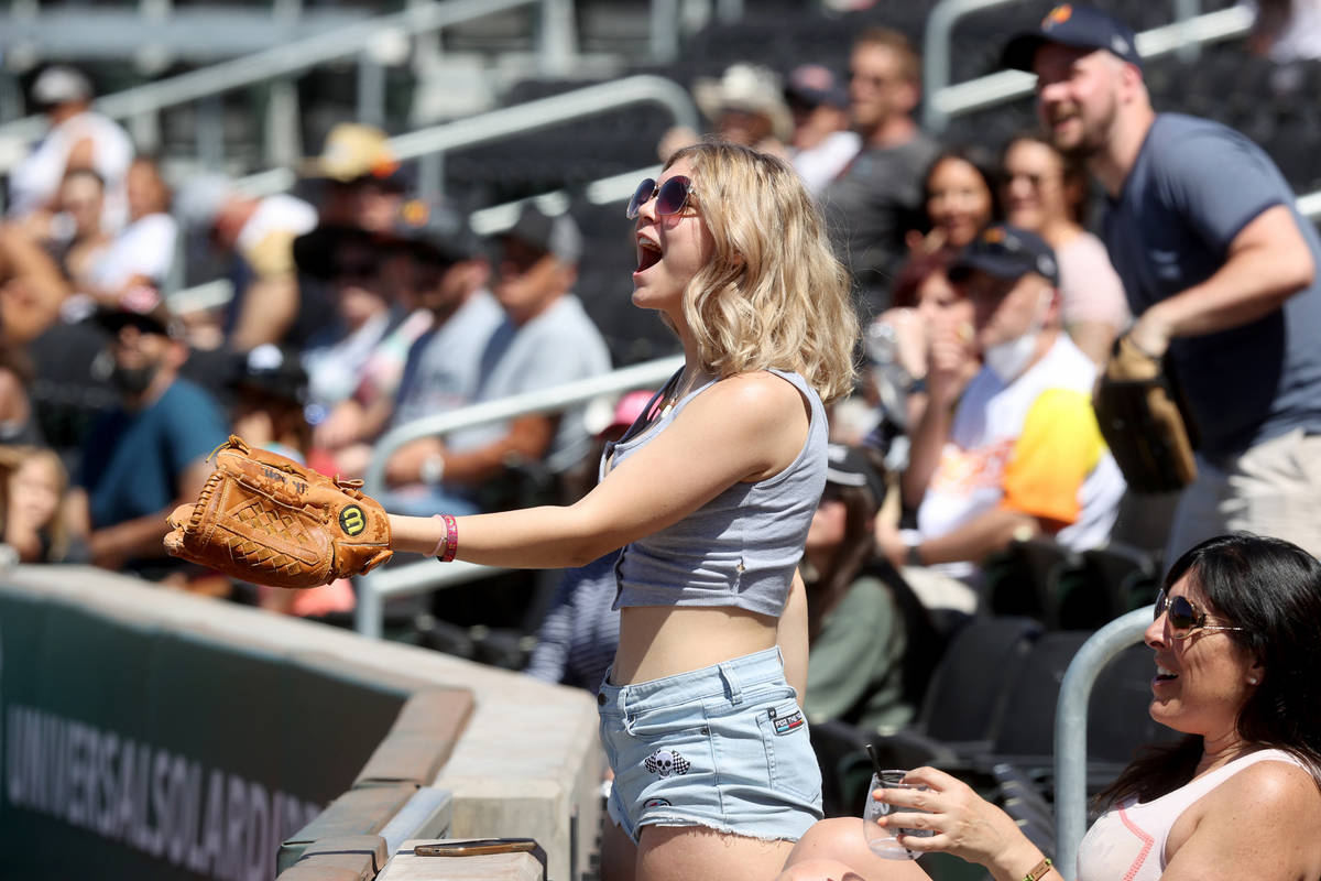 Kaitlyn Grantham, 15, asks for a foul ball as the Aviators take on the Sacramento River Cats Su ...
