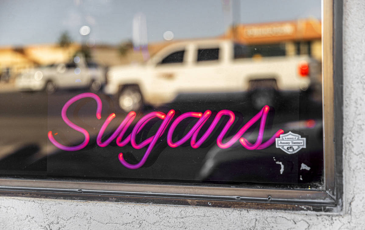 Signage for Sugar's Home Plate on Tuesday, May 11, 2021, in Overton, Nev. (Benjamin Hager/Las V ...