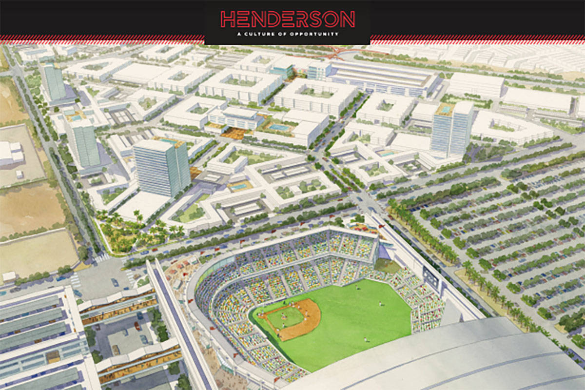 A rendering shows the proposed location for a ballpark in Henderson. (City of Henderson) Tag