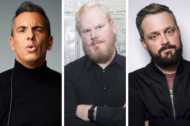 Sebastian Maniscalco, from left, Jim Gaffigan and Nate Bargatze are among the star stand-up com ...