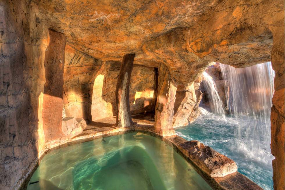 The grotto and waterfall at 106 Stone Canyon Court in Boulder City. (John Martorano/JPM Studios)
