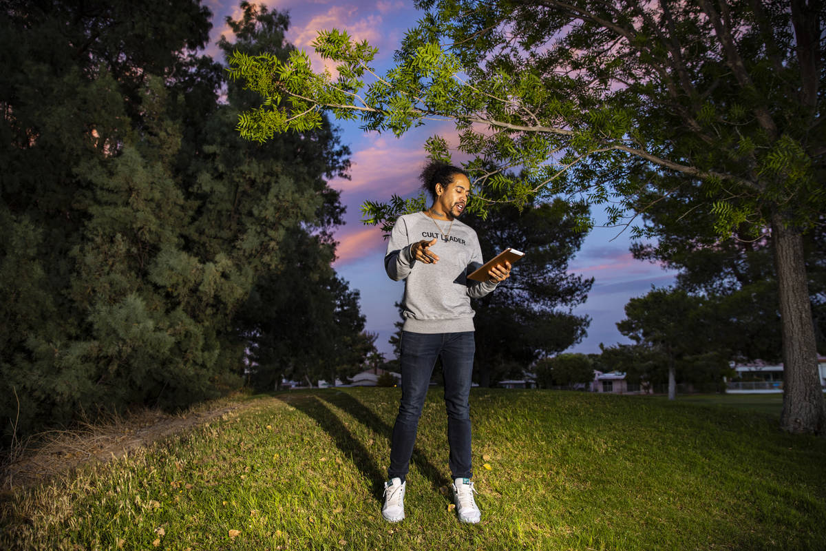 Sin á Tes Souhaits, the new Clark County poet laureate, recites some of his poetry in the Para ...