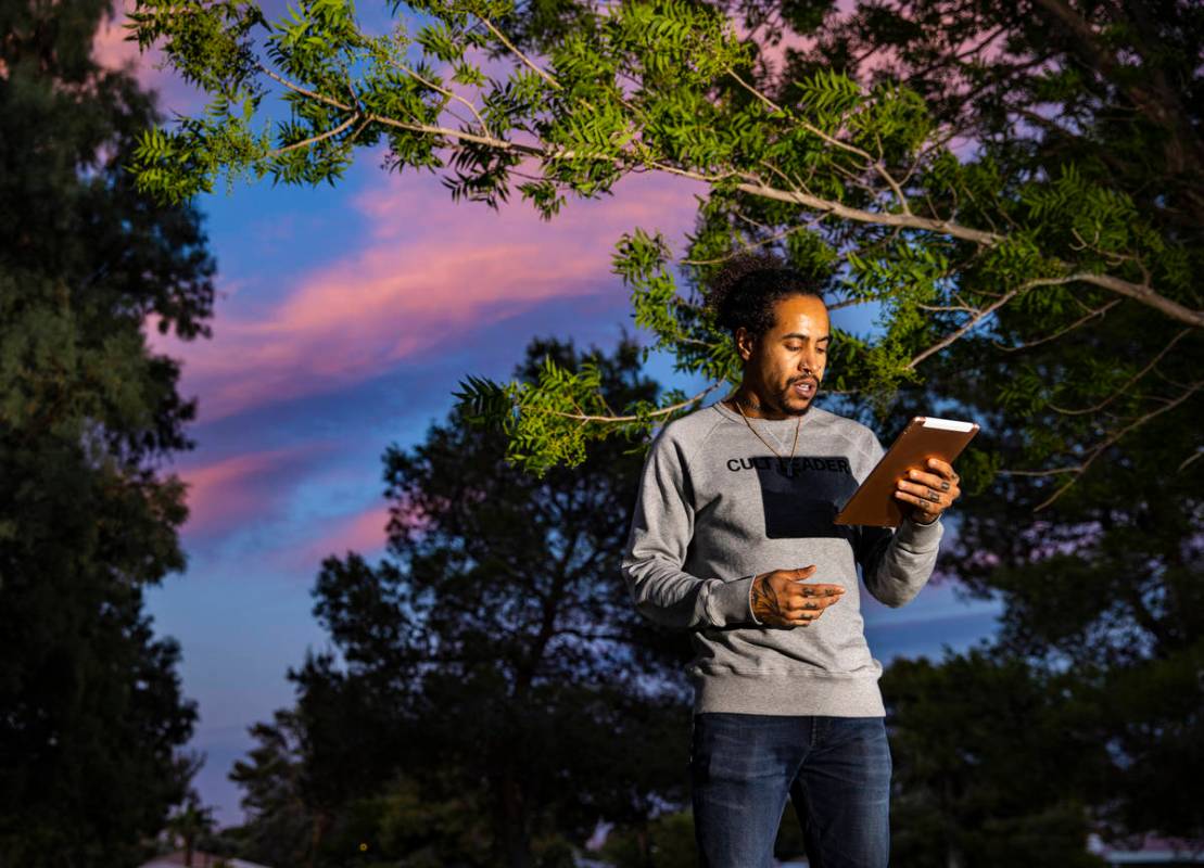 Sin á Tes Souhaits, the new Clark County poet laureate, recites some of his poetry in the Para ...