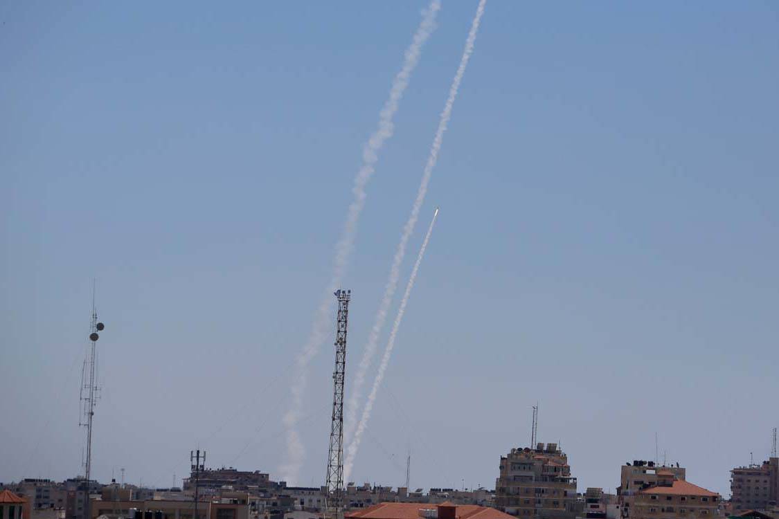 Rockets are launched from the Gaza Strip to Israel, Tuesday, May 18, 2021. Since the fighting b ...