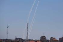Rockets are launched from the Gaza Strip to Israel, Tuesday, May 18, 2021. Since the fighting b ...