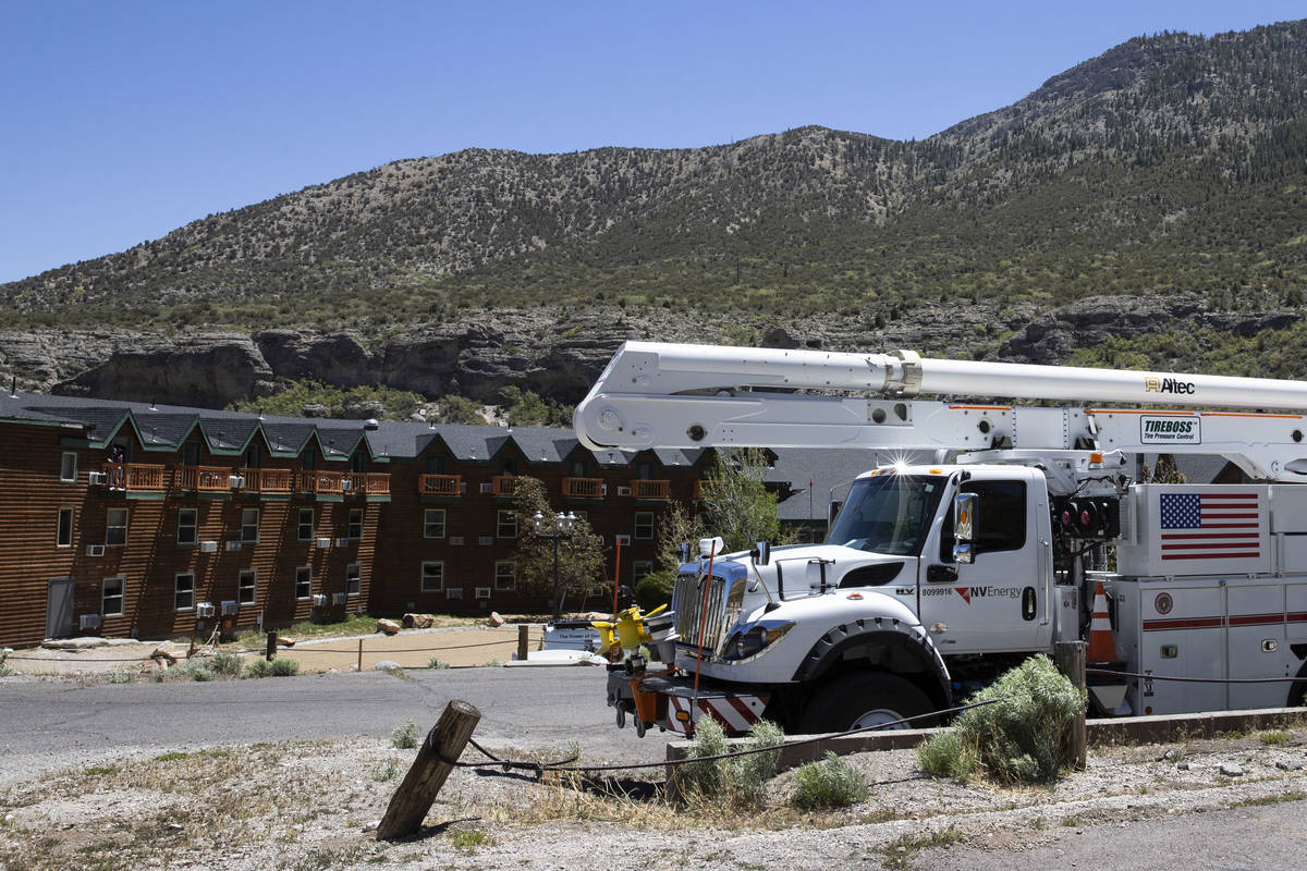 An NV Energy truck is parked outside of the Resort on Mount Charleston, on Thursday, May 20, 20 ...