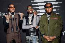 Quavo, Offset, and Takeoff of Migos attend the Spring/Summer 2020 Savage X Fenty show, presente ...