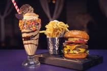 The Speakeasy Burger is served with fries and chocolate-peanut butter shake. (Beauty & Essex)