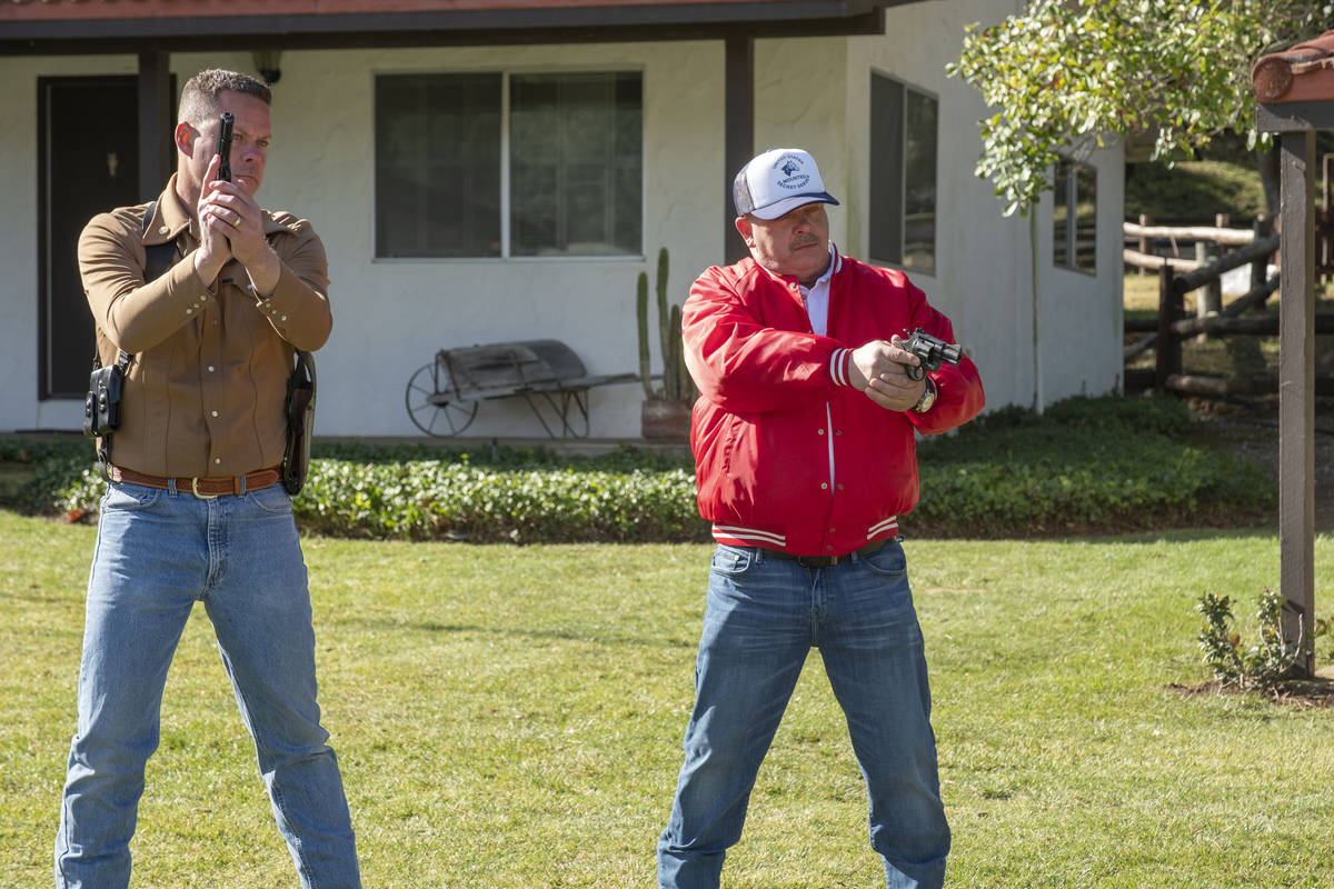Rick Harrison of "Pawn Stars" and Reagan Ranch Director Andrew Coffin are shown in a scene from ...