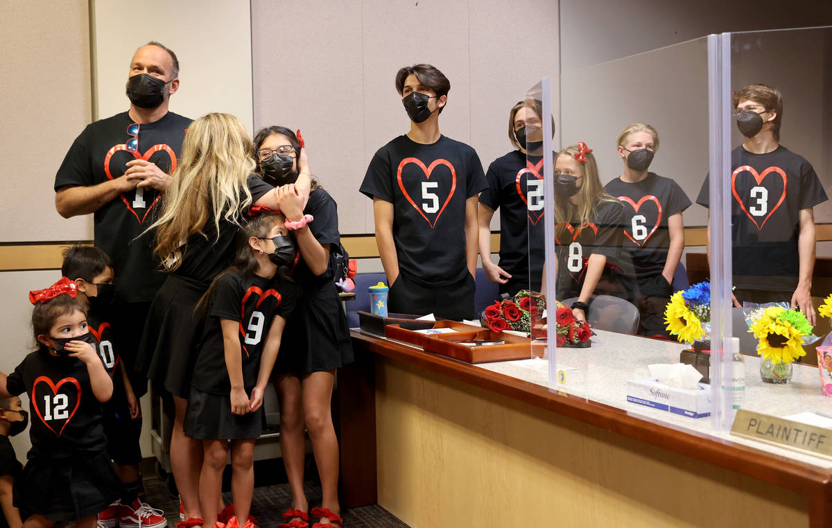 Heath and Aimee Hairr appear in Clark County Family Court in Las Vegas to adopt five more child ...