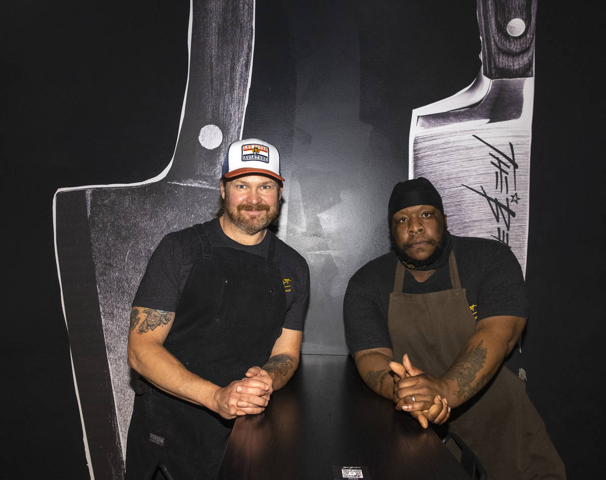 Joe Woodel, left, and Orelle Young, both BBQ pitmasters, pose for a photo at The Beast by Todd ...