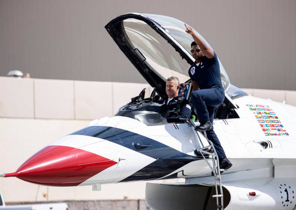 Col. John Caldwell, the commander/leader of the Thunderbirds, prepares to take off from Nellis ...