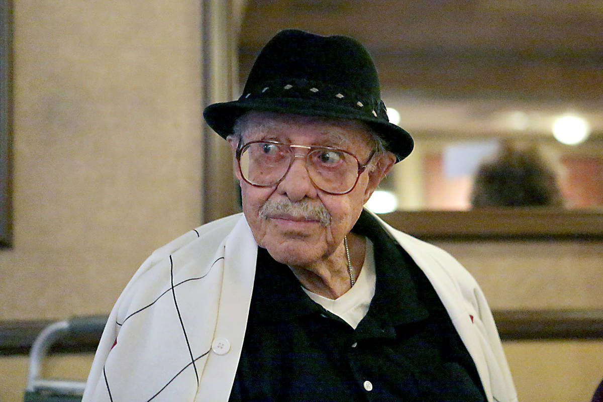 Saxophonist Don Hill at his 97th birthday party, held at the Italian-American Club in Las Vegas ...
