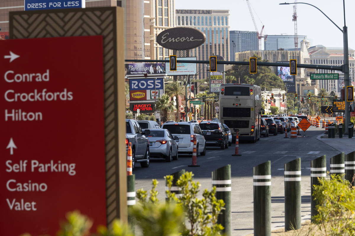 Signage for the Resorts World Las Vegas under construction is seen on Monday, June 21, 2021 in ...